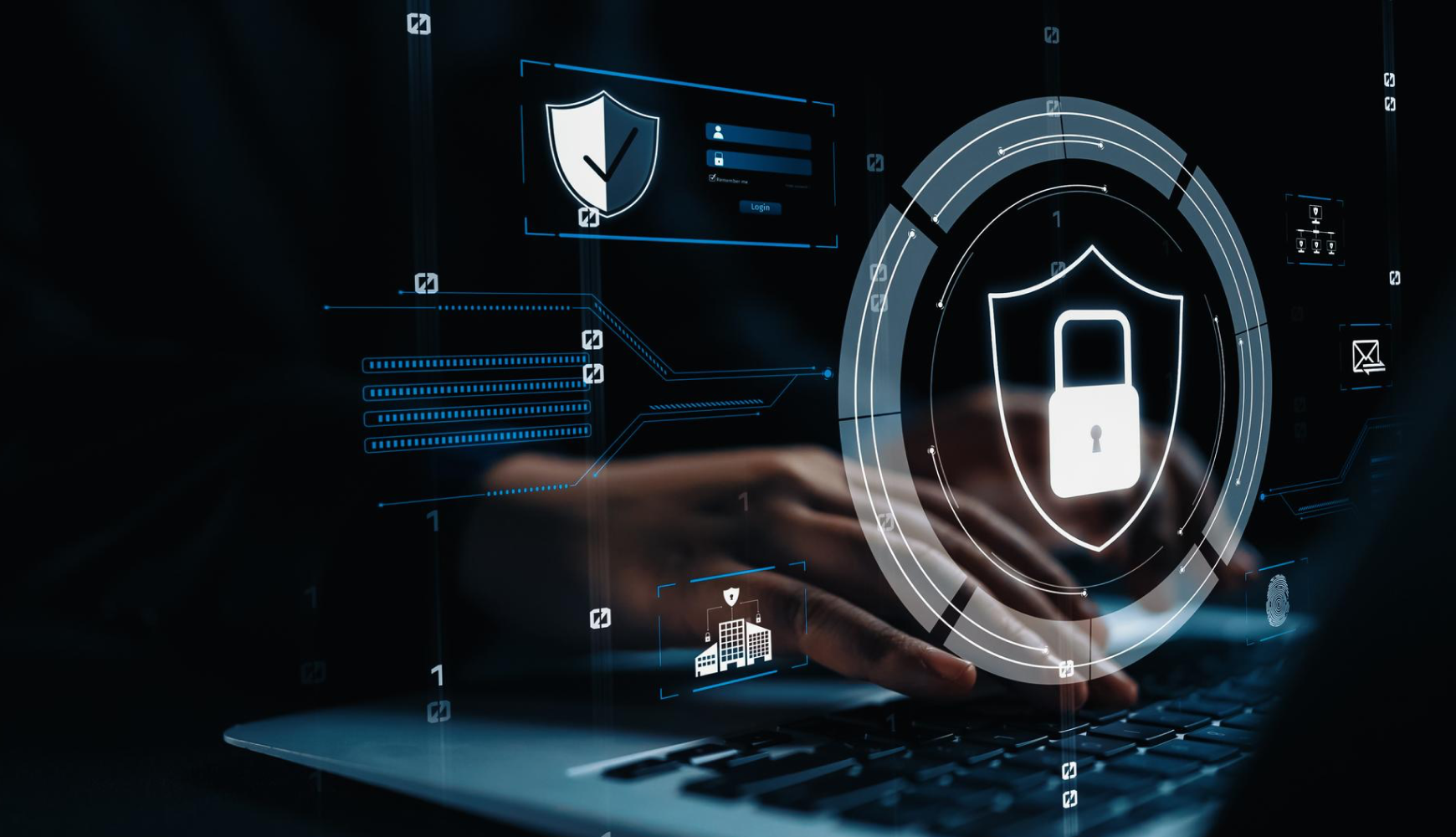 Enhanced cybersecurity measures on a healthcare IT system, illustrating stronger data protection as one of the benefits of outsourcing IT services in healthcare.