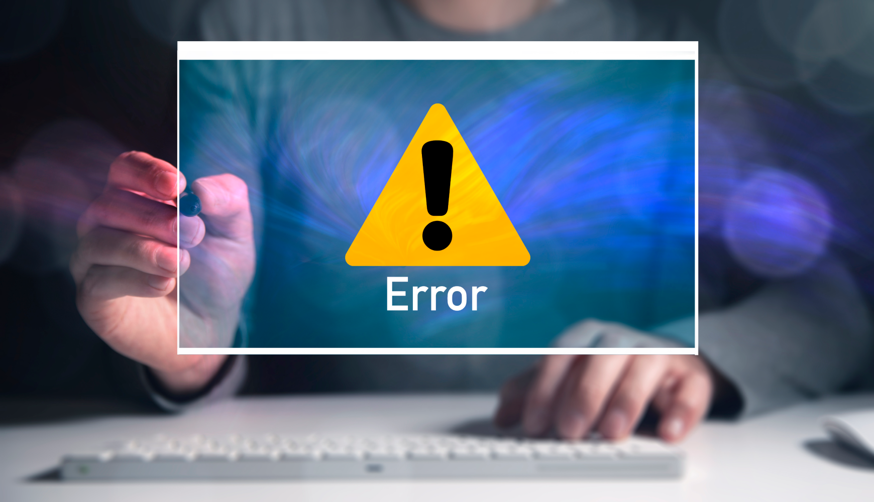 Computer screen displaying error warning demonstrating how benefits of hyperautomation eliminate costly business mistakes