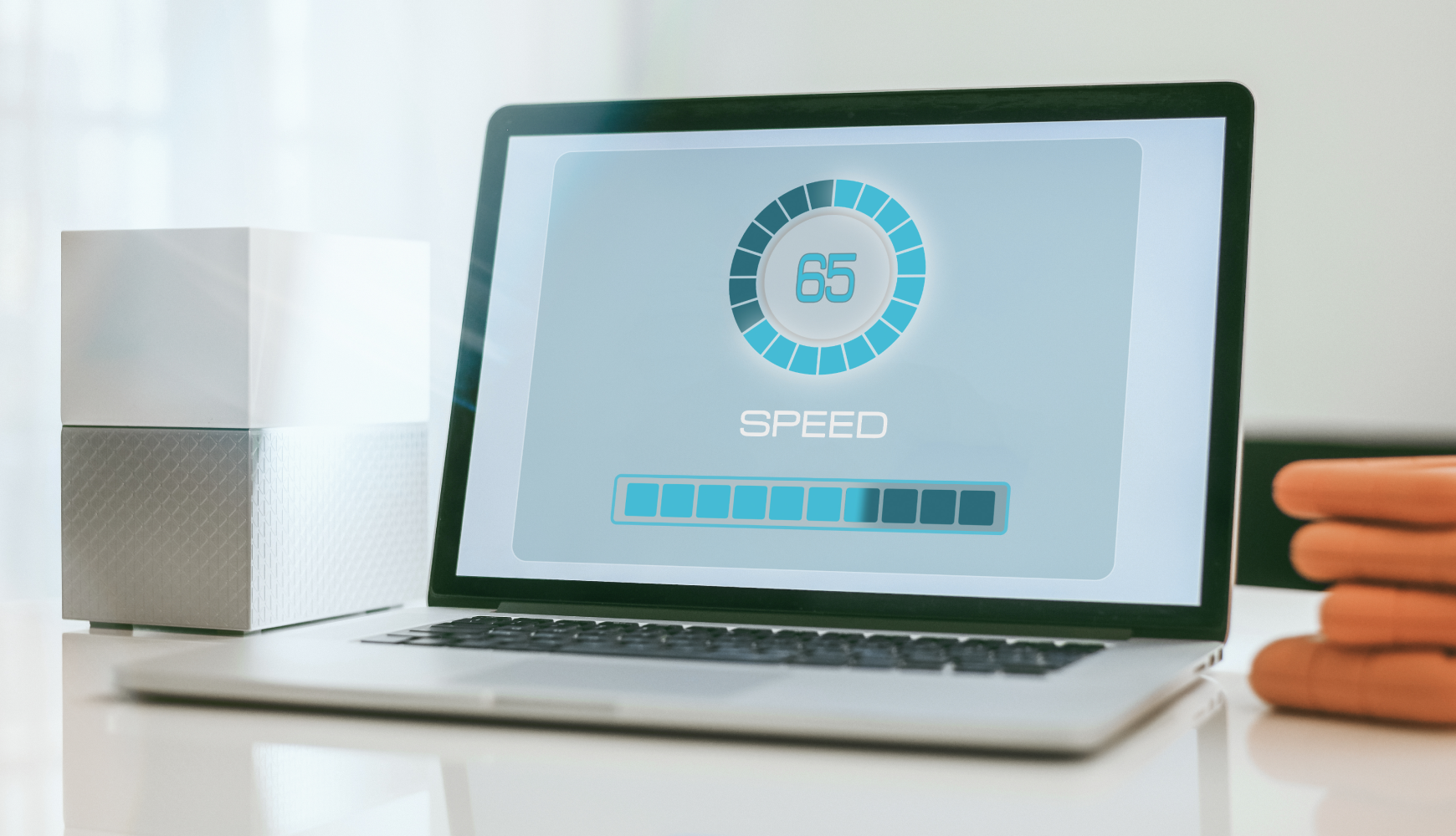 Computer screen displaying website speed score, emphasizing the importance of website maintenance for fast load times and optimal performance.
