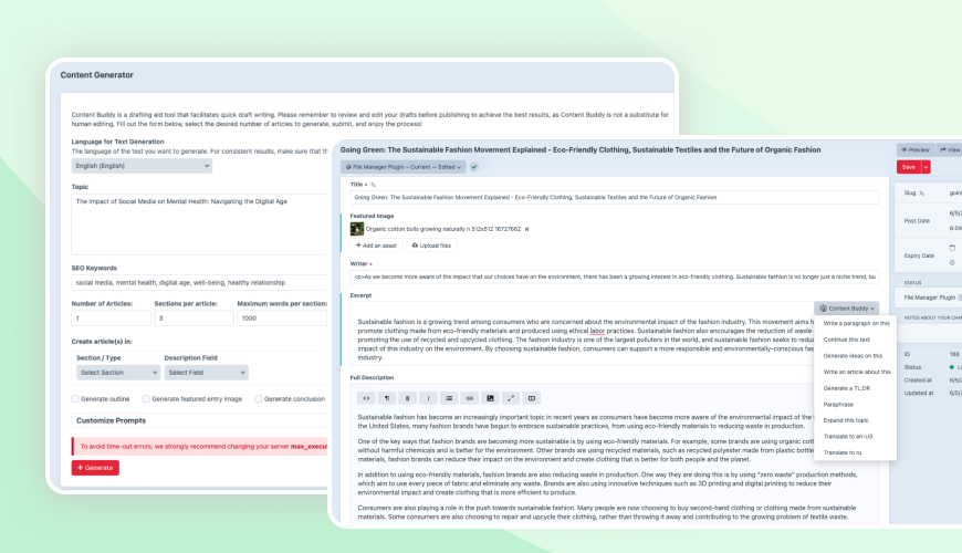 showcasing Content Buddy for Craft CMS 4 for user input and engagement.