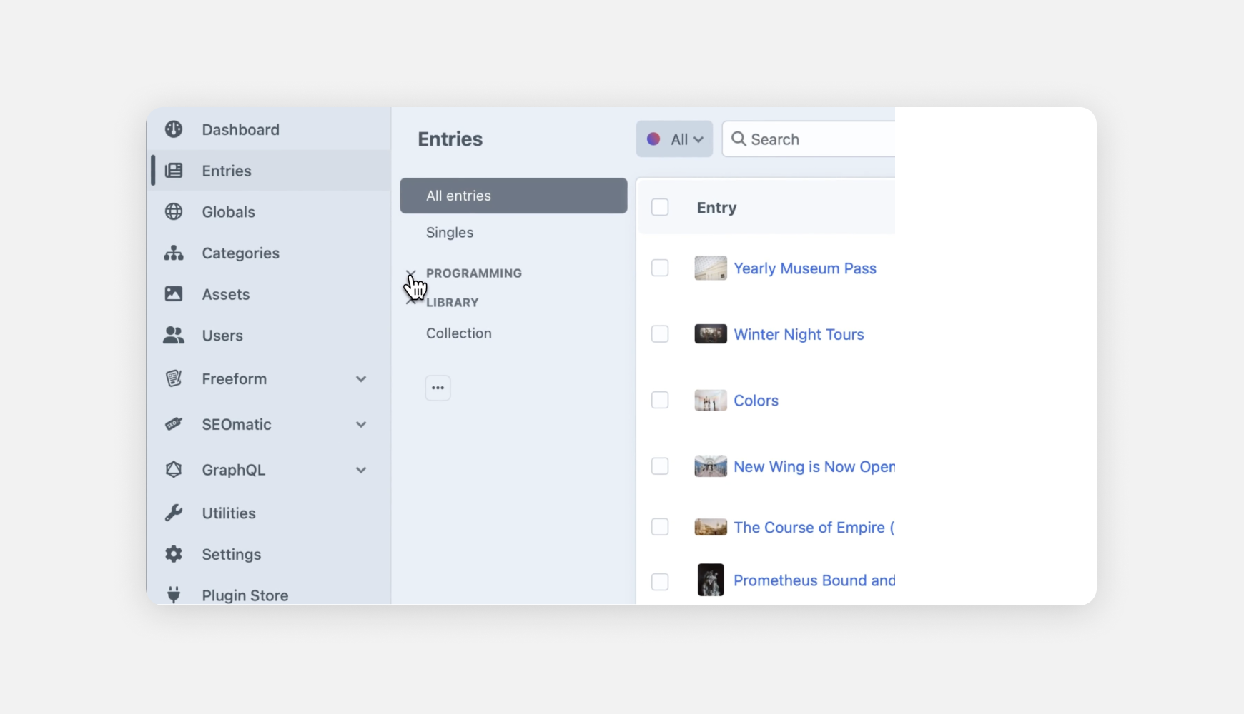 Collapsible source headings in Craft CMS 5.8 improving sidebar navigation for structured content.